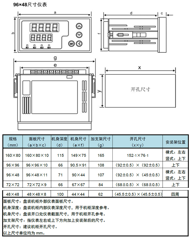 單通道XSK顯示控制器數顯表安裝尺寸
