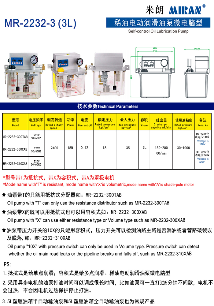 米朗MR-2232 (3L)微電腦型電動(dòng)潤滑油泵(3L稀油泵)產(chǎn)品及尺寸圖 米朗MR-2232 (3L)微電腦型電動(dòng)潤滑油泵(3L稀油泵)產(chǎn)品及尺寸圖