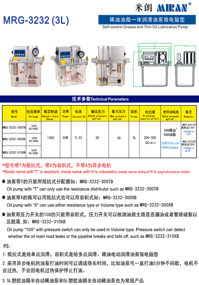 米朗MRG-3232 (3L)微電腦型稀油油脂一體潤滑油泵（3L全自動(dòng)稀油泵）
