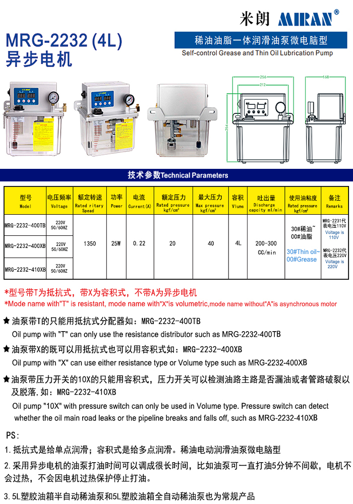 米朗MRG-2232（4L）微電腦型電動(dòng)潤滑油泵（4L油脂稀油一體泵）