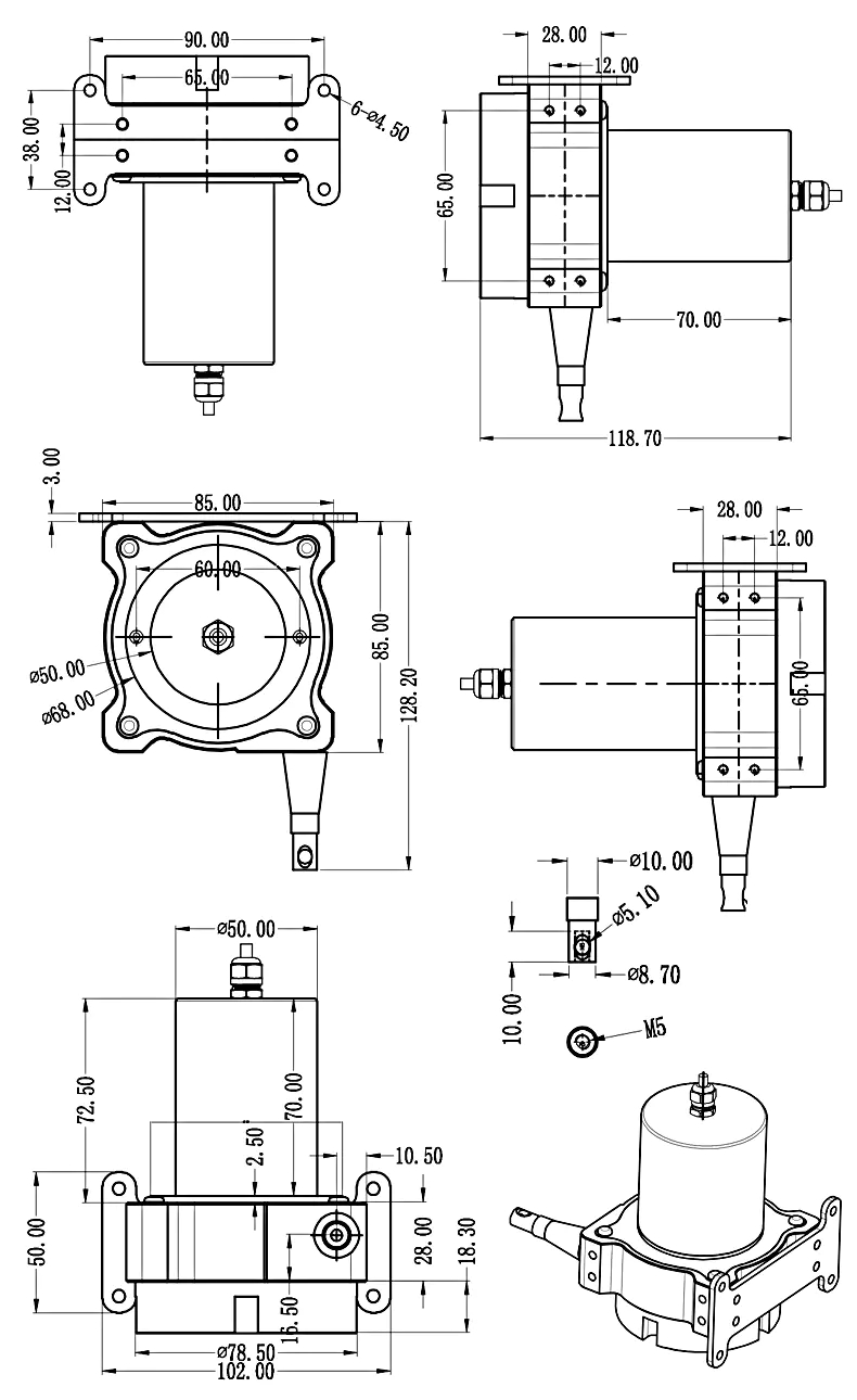 SMFS1-M防水型拉線(xiàn)位移傳感器安裝尺寸